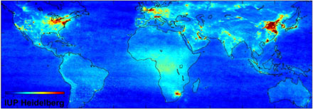 Carte globale de la pollution atmosphrique au bioxyde d'azote